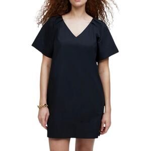 Madewell Women's V-Neck Mini Shirtdress Cotton Poplin Small Black
